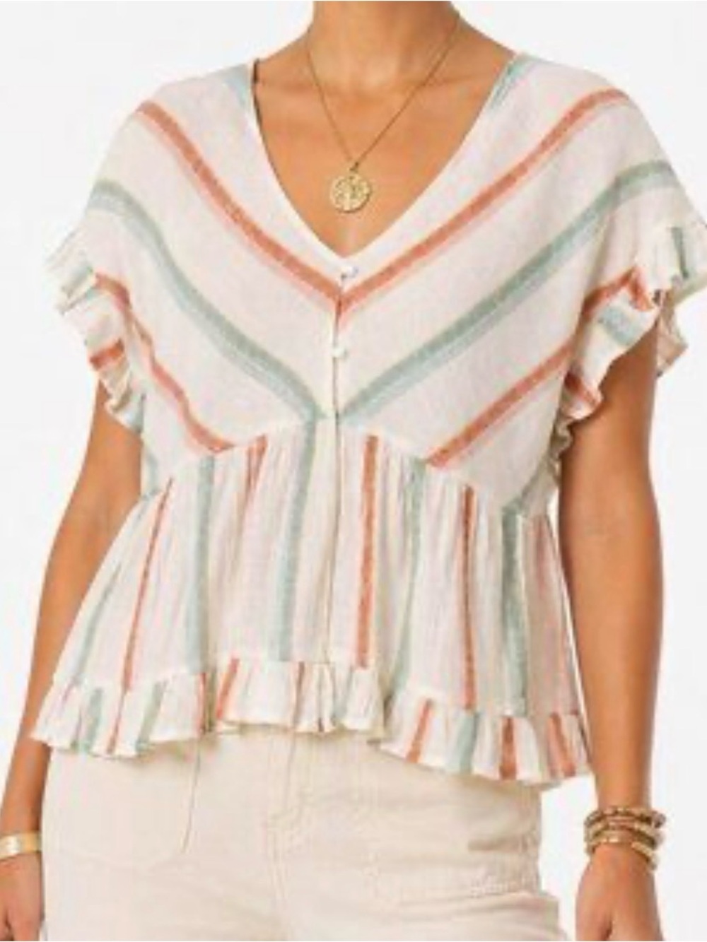 Blu Pepper Striped Peplum Blouse